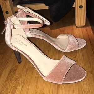 Cole Haan velvet strappy heel in light pink